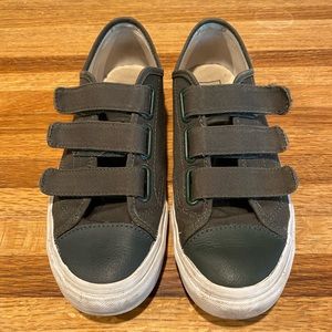 Hunter green leather and canvas Vans!